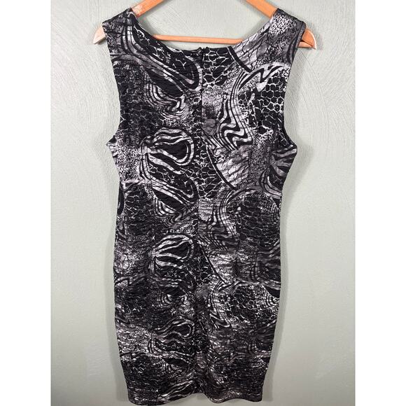 Michael Tyler Women's Size Large Black Animal Print Abstract Casual Office Dress - Picture 9 of 10